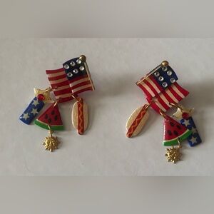 Vintage CONCEITS Earrings USA-4th of July theme
